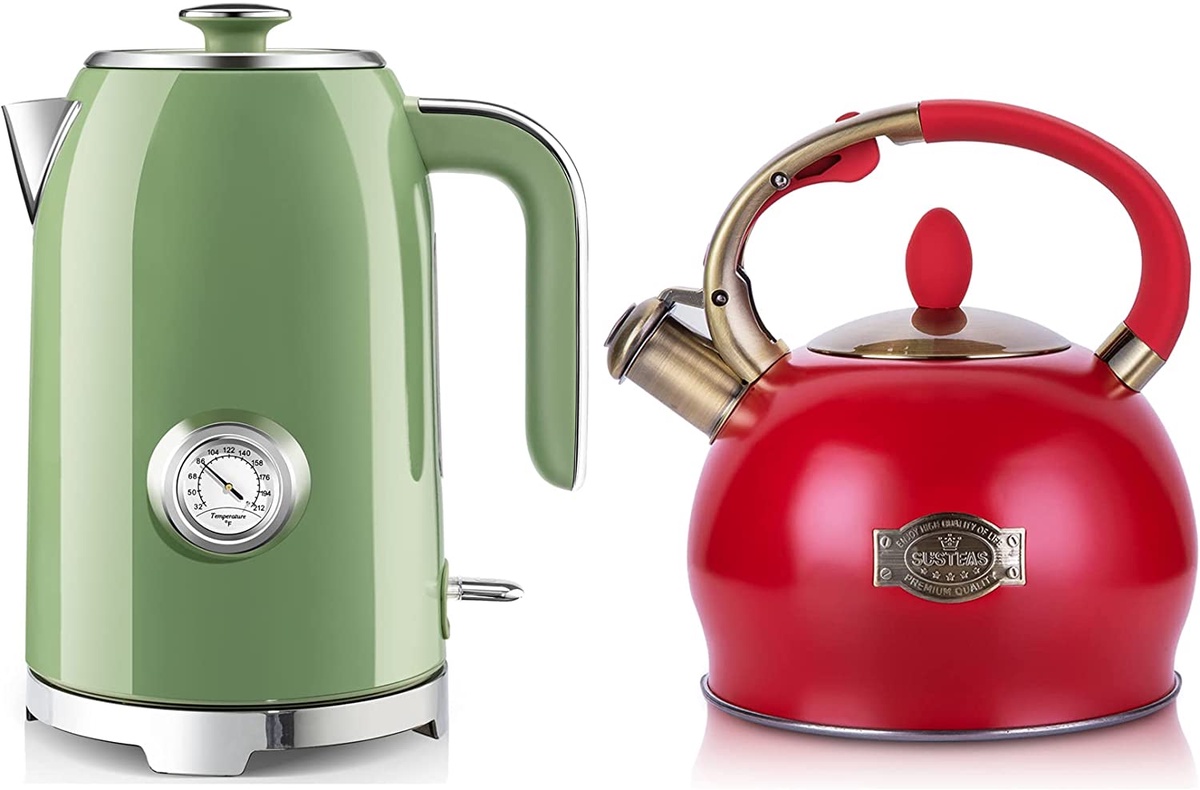 Stove Top Whistling Tea Kettle and 57oz Electric Kettle