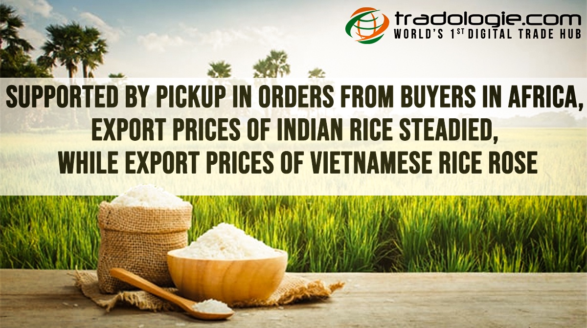 Supported By Pickup In Orders From Buyers In Africa, Export Prices Of Indian Rice Steadied, While Export Prices Of Vietnamese Rice Rose