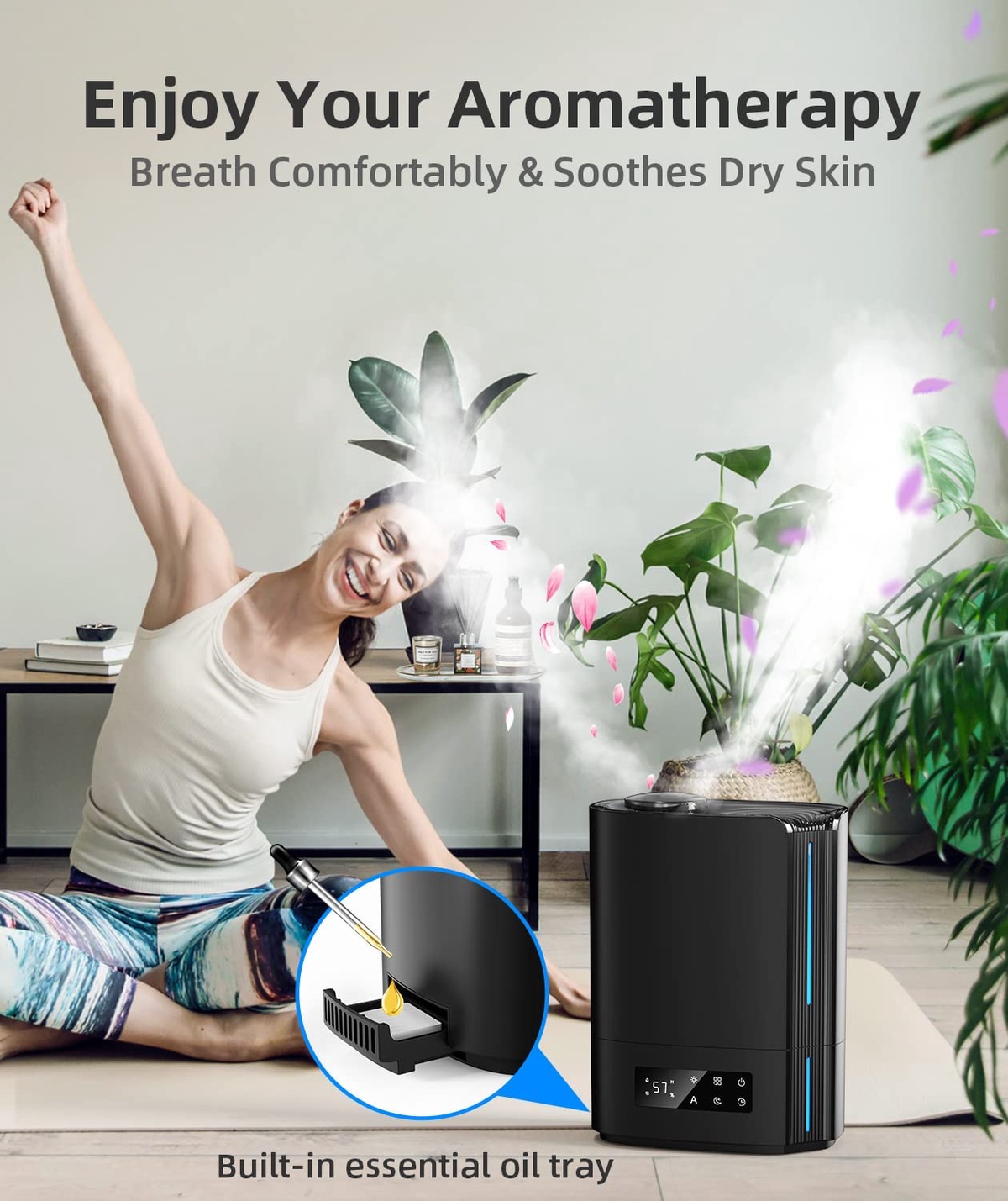 BREEZOME 6L Humidifier in Black is a powerful and versatile humidification solution for bedrooms and large rooms.