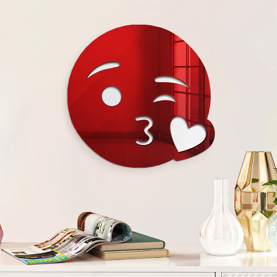 Express Love and Joy with Kiss Emoji Wall Art Mirror | Perfect Decor for Every Space