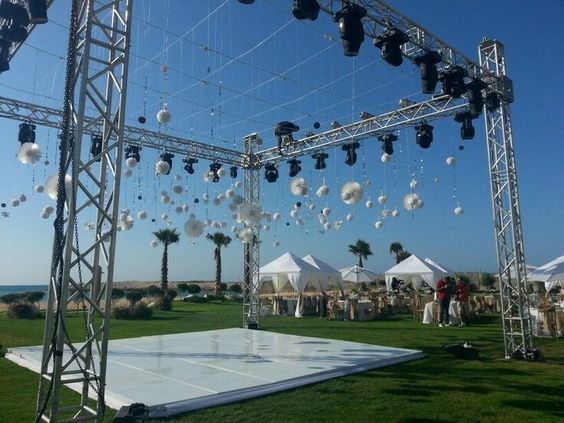 How to install the lighting truss and stage for outdoor event and party
