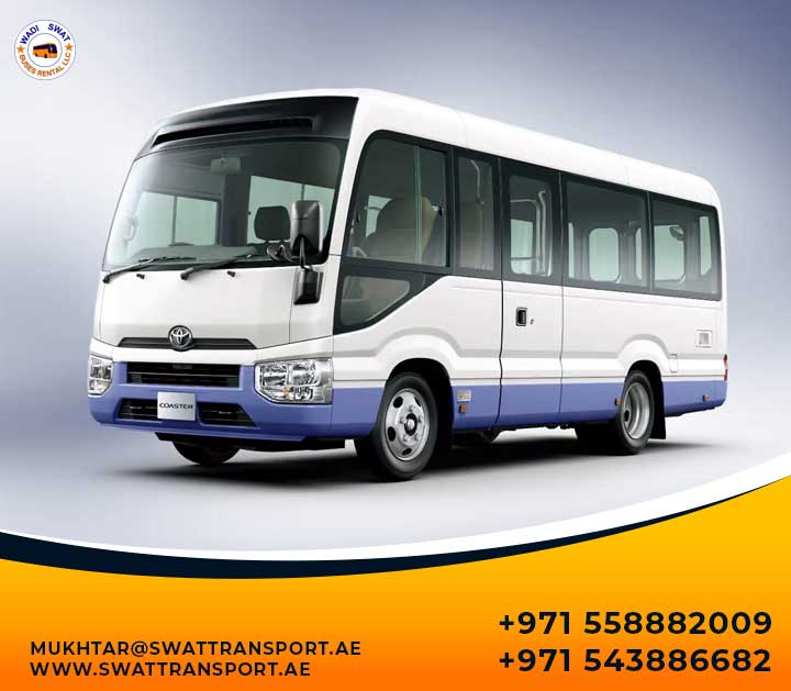 Explore the UAE in Comfort and Style: Rent a Coaster Bus with Swat Transport