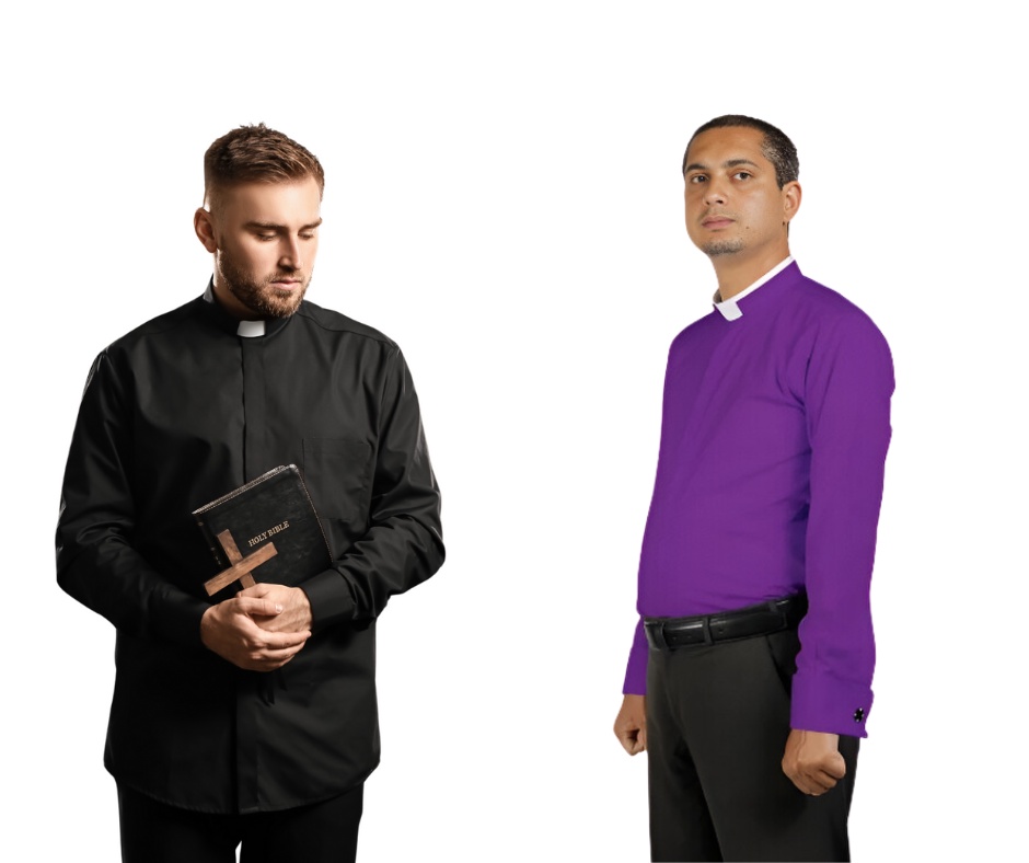 Black and Purple Clergy Shirts - Elegant Harmony for Sacred Moments.