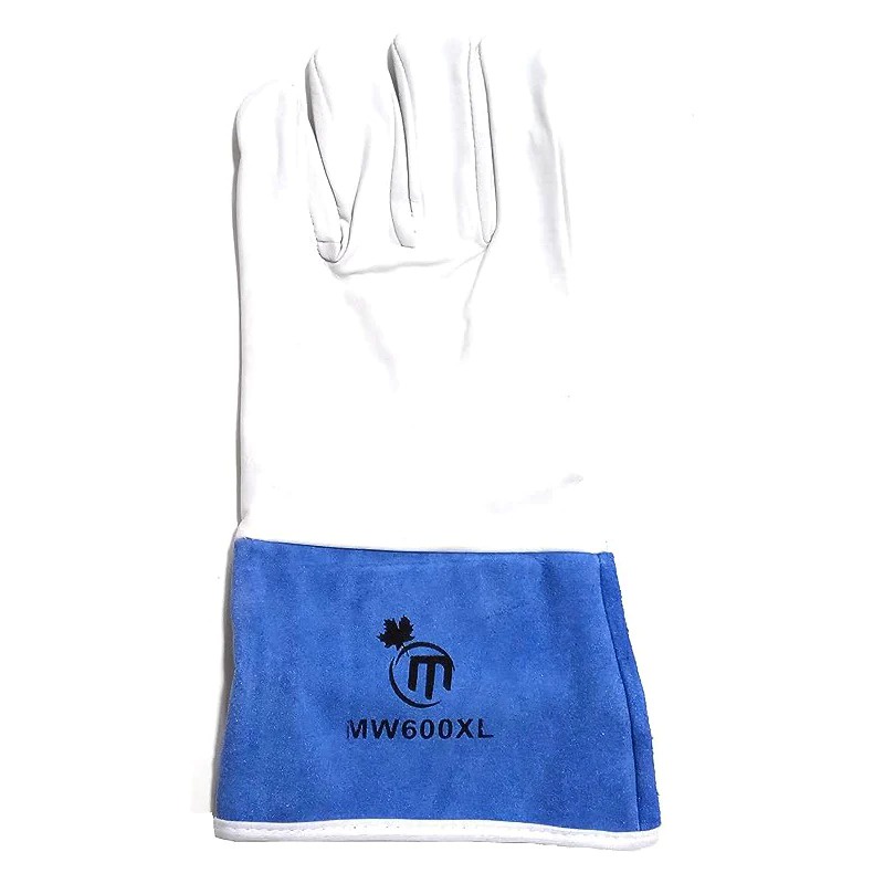 Mapleweld's Premium White/Blue Goatskin Welding Gloves: Safeguarding Every Welder in Canada
