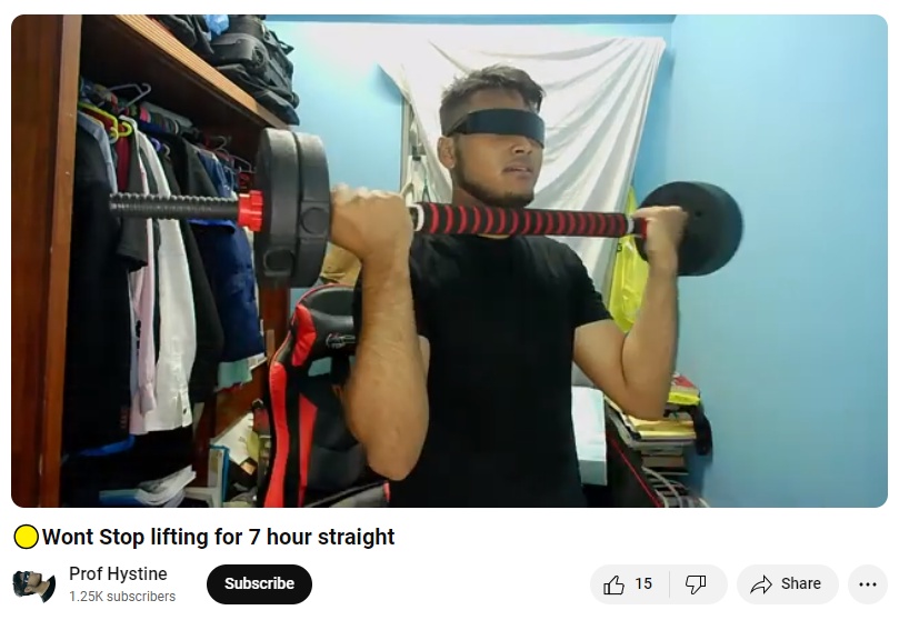 Prof_Hystine's Extraordinary Feat: Lifting a Dumbbell for 7 Hours StraightSubtitle: