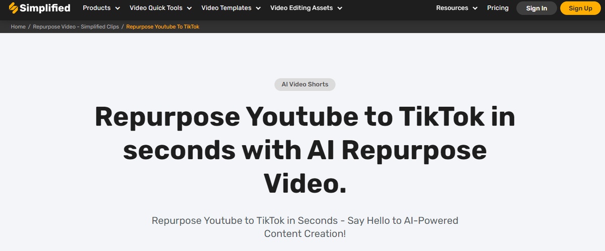 "AI-Powered Brilliance: Transform YouTube Videos into TikTok Shorts Easily"