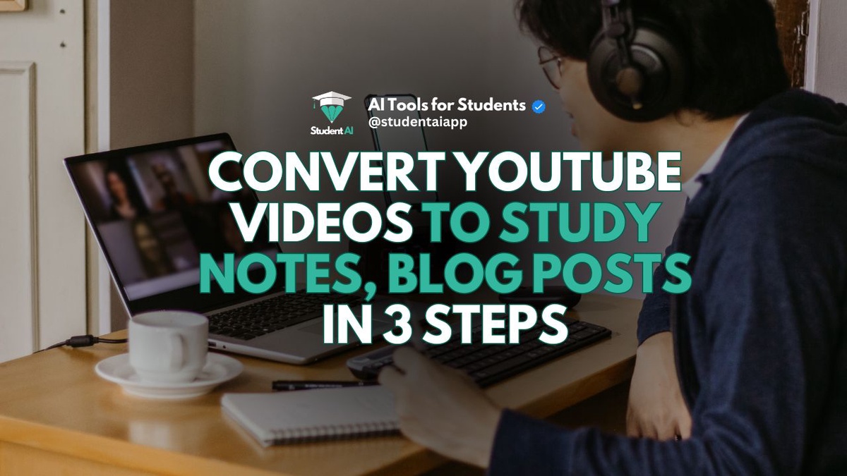 convert YouTube Videos to Text by StudentAi.app in 3 steps