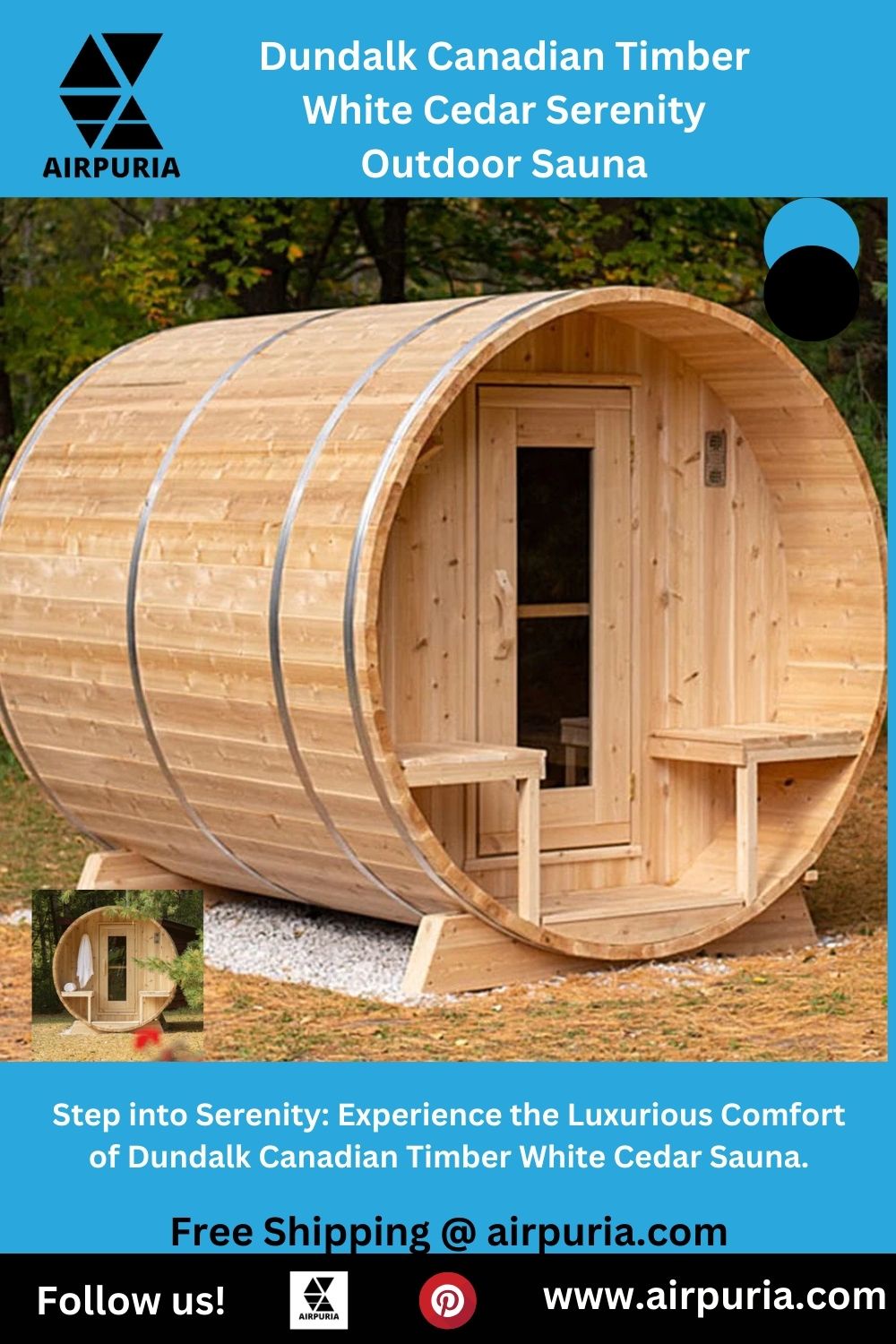 Experience Tranquility: Discover the Dundalk Canadian Timber White Cedar Serenity Outdoor Sauna CTC2245W.