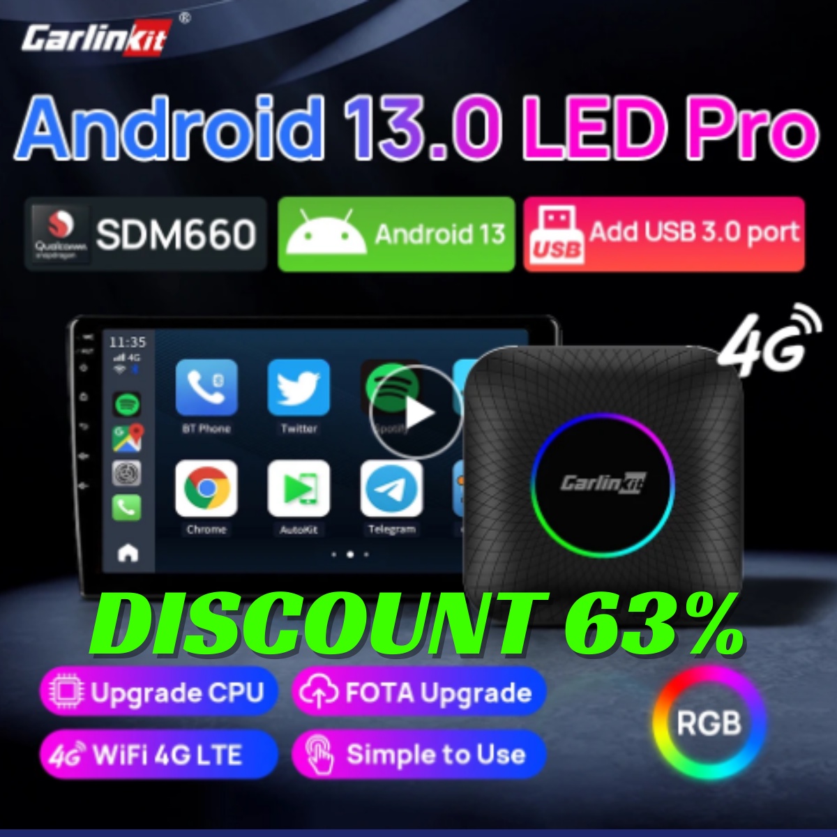 Revolutionizing Your Car Entertainment: The 8GB+128GB CarlinKit Android 13 CarPlay AI Box
