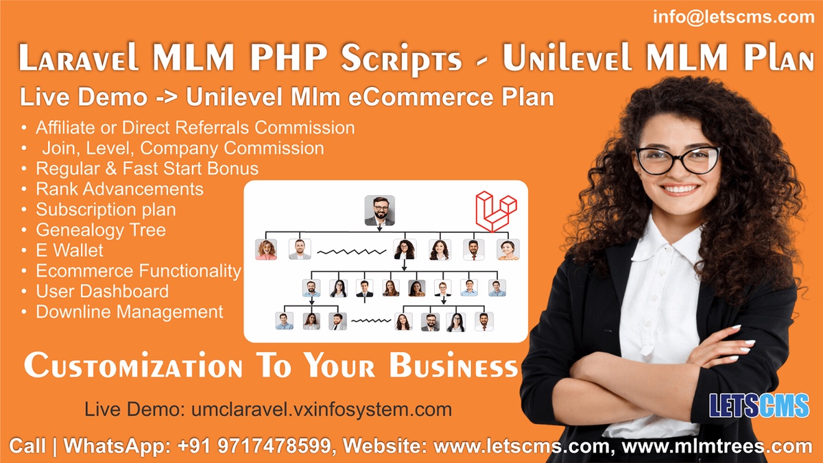Laravel eCommerce Mlm PHP Scripts | Unilevel MLM solution built with Laravel and Customizations
