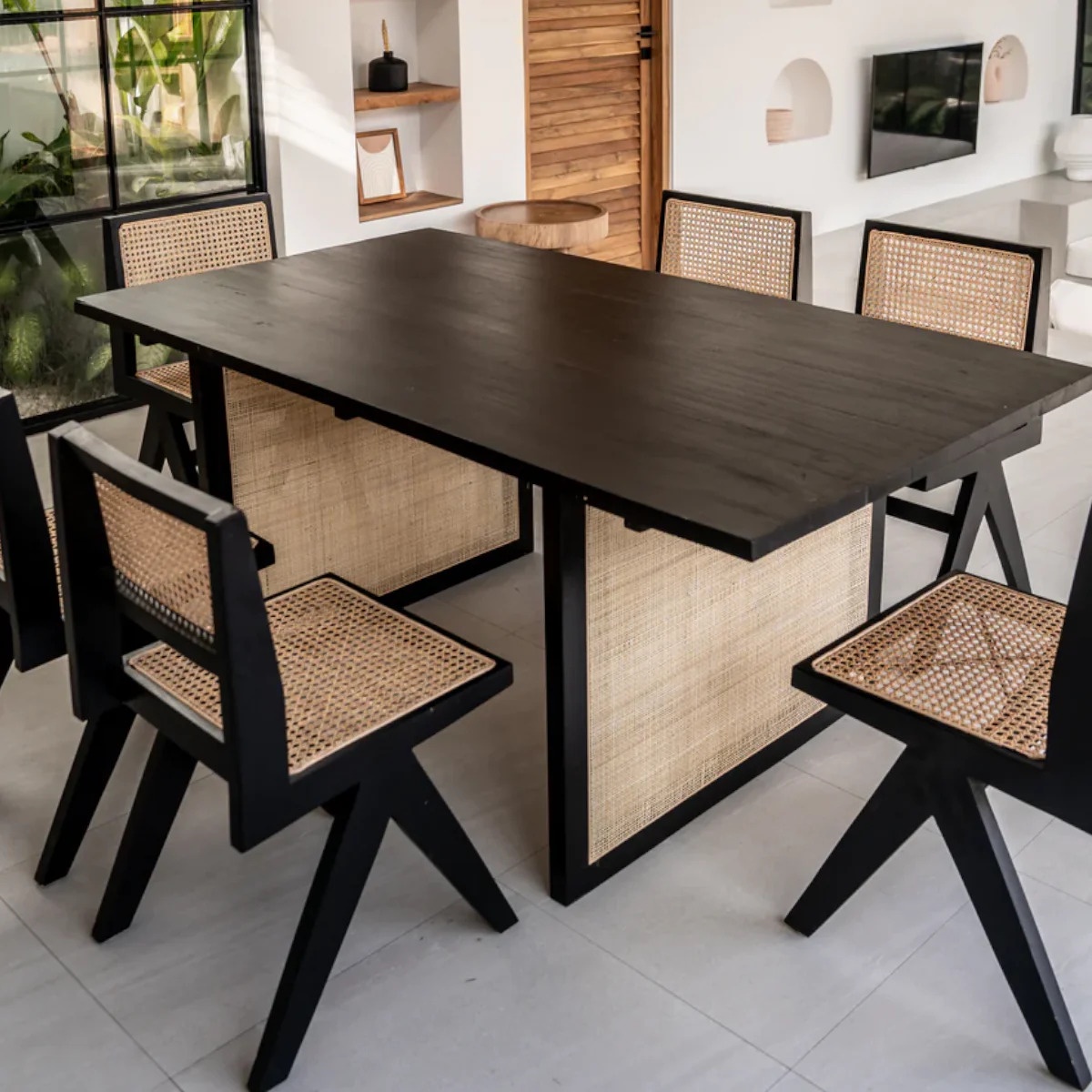 Elevate Your Dining Experience with the DERICA 6 SEATER RATTAN DINING TABLE from Nismaaya Decor