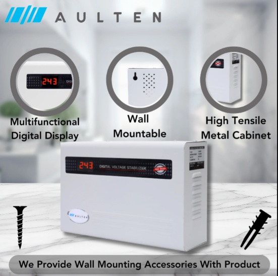 AULTEN Digital Voltage Stabilizer For AC Upto 0.8, 1.0, 1.5 Ton AC 4 KVA 3200W 90V-280V