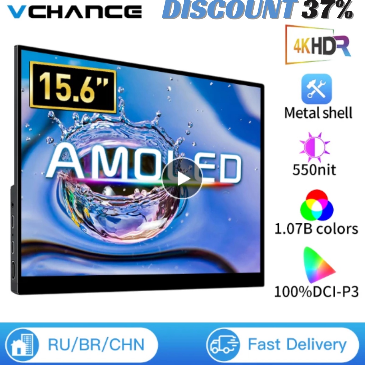 Elevate Your Gaming and Workstation Setup with VCHANCE 15.6 Inch 4K OLED Touch Screen Portable Monitor