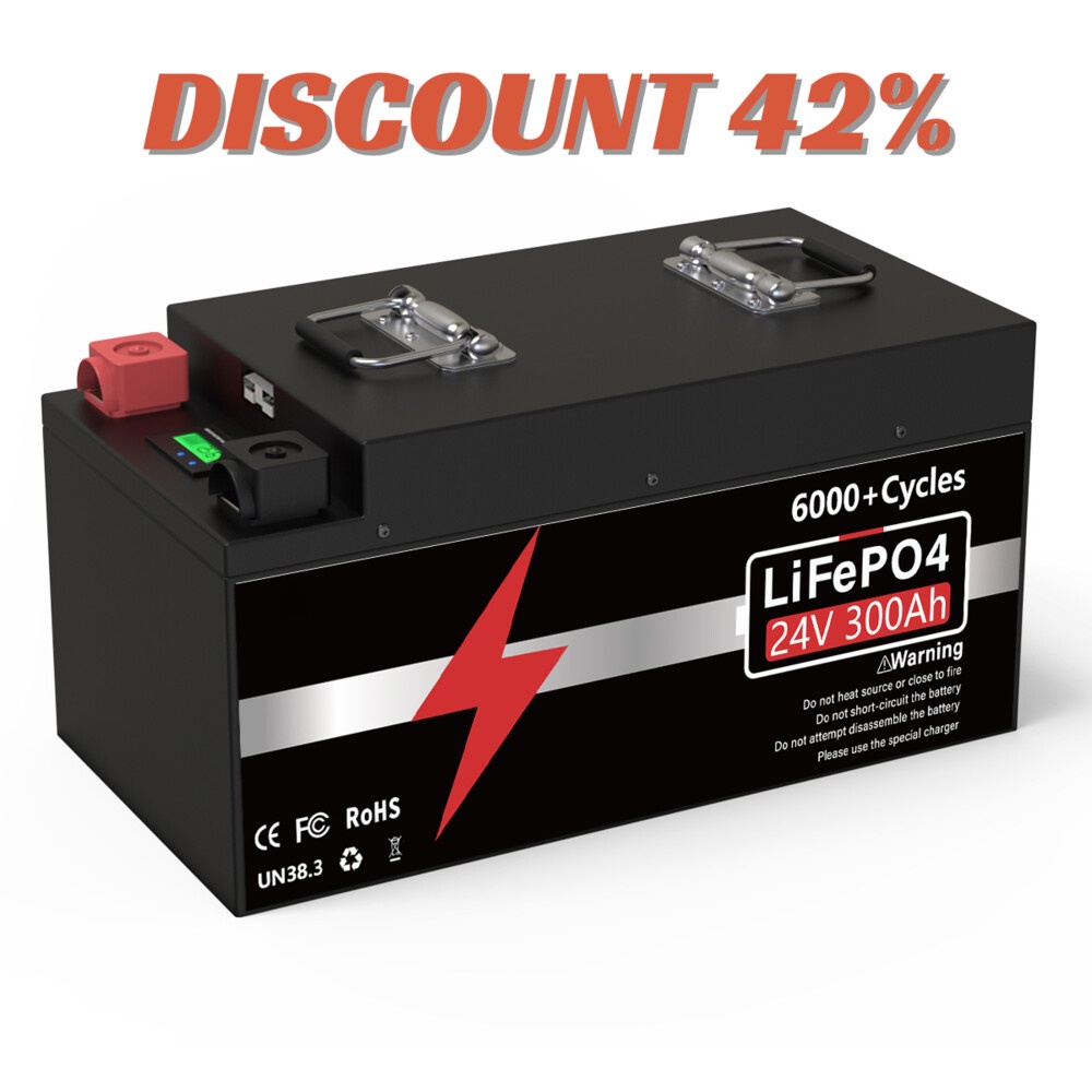 The Ultimate Guide to LiFePO4 Battery 24V 300Ah, 200Ah, 100Ah Lithium Battery 25.6v 7KW Bluetooth BMS 6000+ Cycles IP65 for RV, Boat, and Solar Use