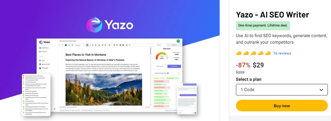 Yazo Review 2024 Best AI Writer & Content SEO Tool Just $29