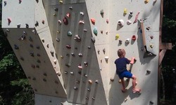 What are the challenging items on the climbing wall?