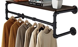 Packing Instructions for Easy Assembly Cherry Finish Industrial Garment Rack with Shelves