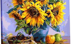 The Beauty of Nature and the Festive Spirit: Sunflowers, Flowers, Oil Paint Brushes, and Christmas Paint by Numbers