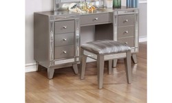 Upgrade Your Space with a Chic Vanity Set: Metallic Silver and White Elegance