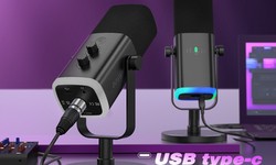 FIFINE XLR/USB Dynamic Microphone for Podcast Recording, PC Computer Gaming Streaming Mic with RGB Light, Mute Button, Headphones Jack, Desktop Stand.