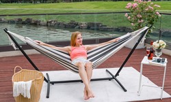 Embrace Relaxation: The Cotton Rope Hammock with Space Saving Steel Stand