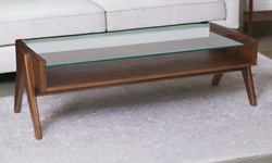 Raise Your Living Room with the Marek Solid Teak Wood Coffee Table Glass.
