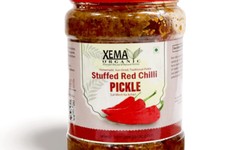 Experience the Authentic Flavor of Homemade Stuffed Red Chilli Pickle from Xema Organic