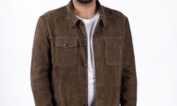 The Men’s Olive Suede Leather Shirt