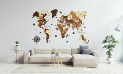 World Map Wooden Wall Decor Enhances Home