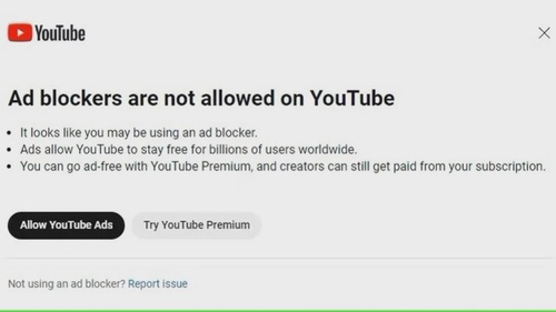 YouTube Testing Locking Out Users with Ad Blockers