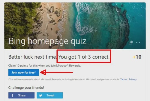 How to apply for Bing Homepage Quiz