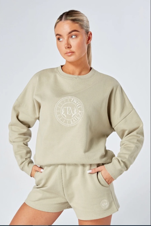 Embrace Cozy Comfort with the TWILL Active Essentials Oversized Crewneck Sweatshirt in Stone