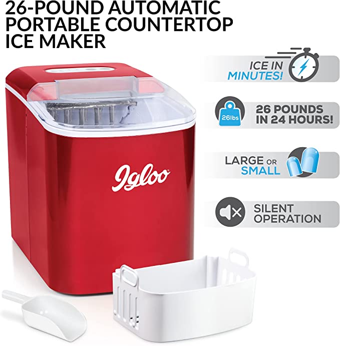 Igloo ICEB26RR Automatic Portable Electric Countertop Ice Maker Machine